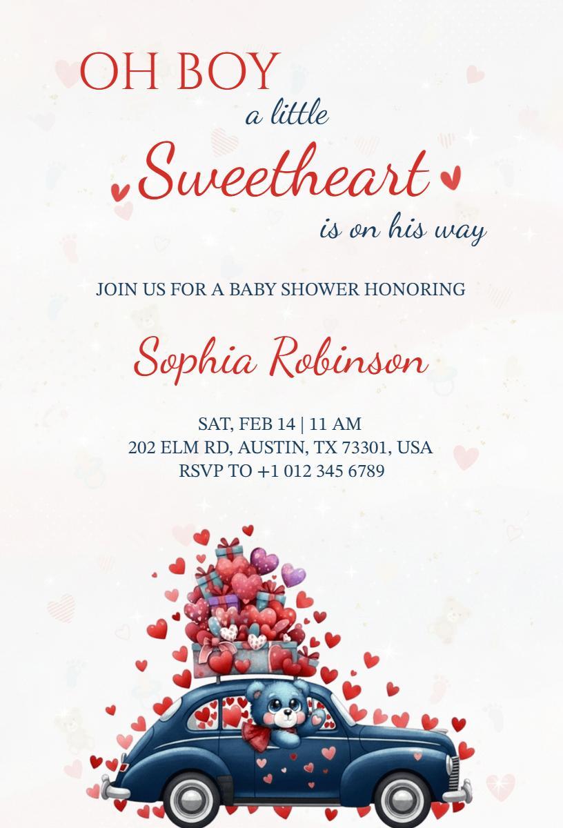 Charming Valentine Baby Shower Celebration Invitation Template