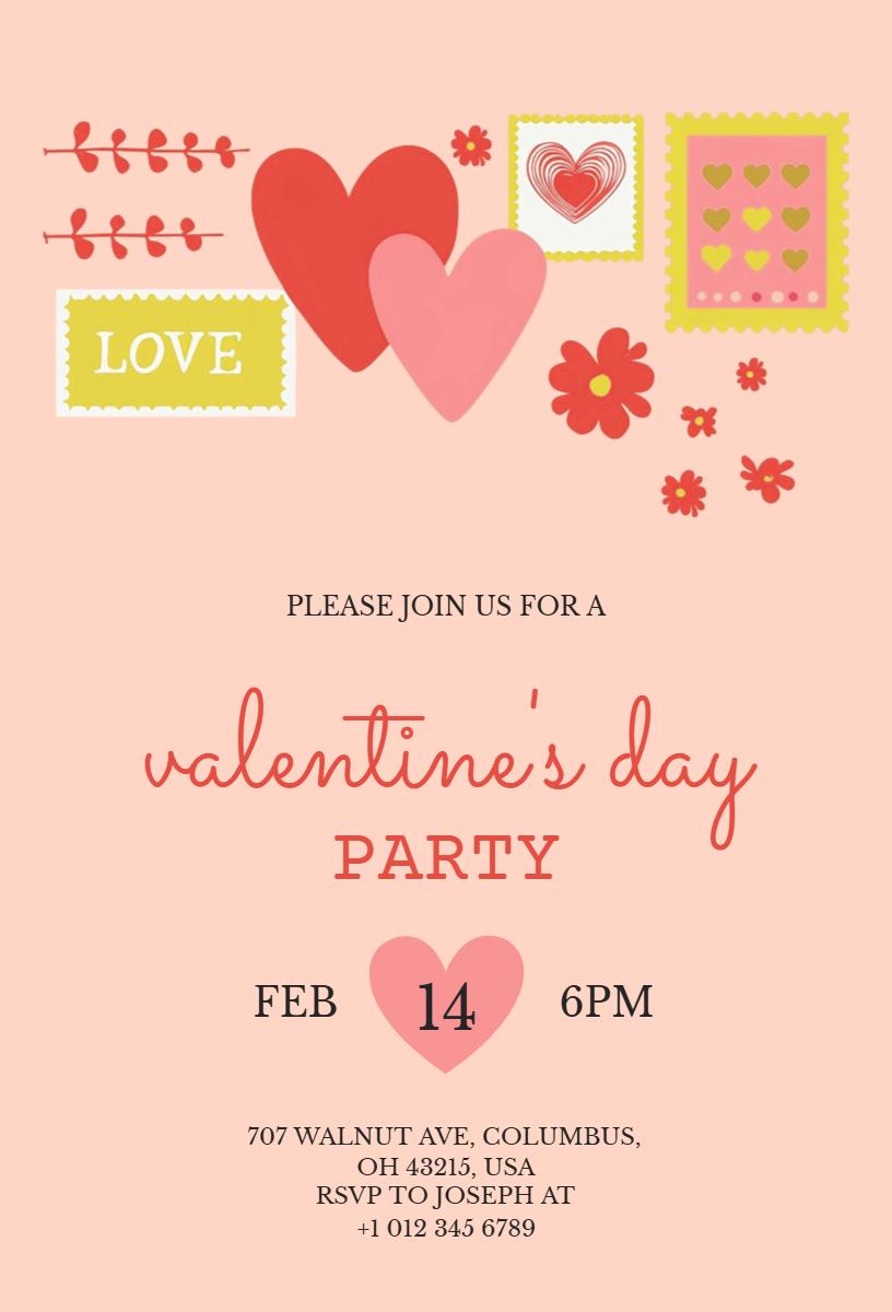 Charming Valentine's Day Love Party Invitation Template