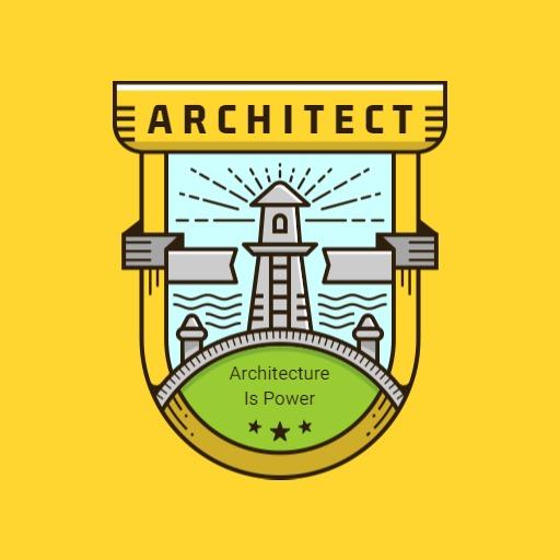 Charming Vintage Architect Logo Featuring Bright Yellow Background Logo Template