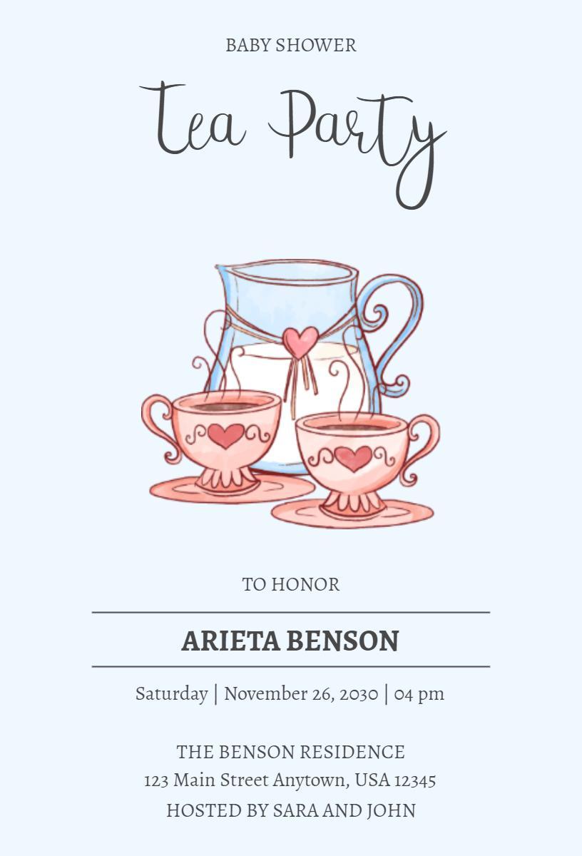 Charming Vintage Baby Shower Tea Party Invitation Template