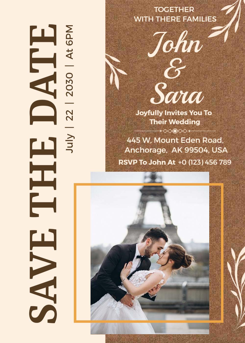 Charming Vintage Elegant Wedding Celebration Invitation Template