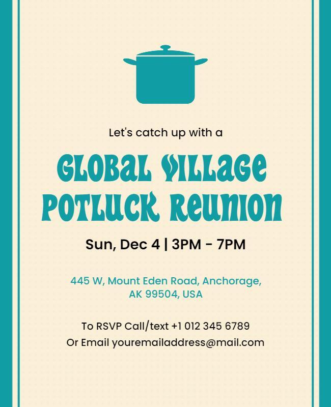 Charming Vintage Global Village Potluck Reunion Poster Template