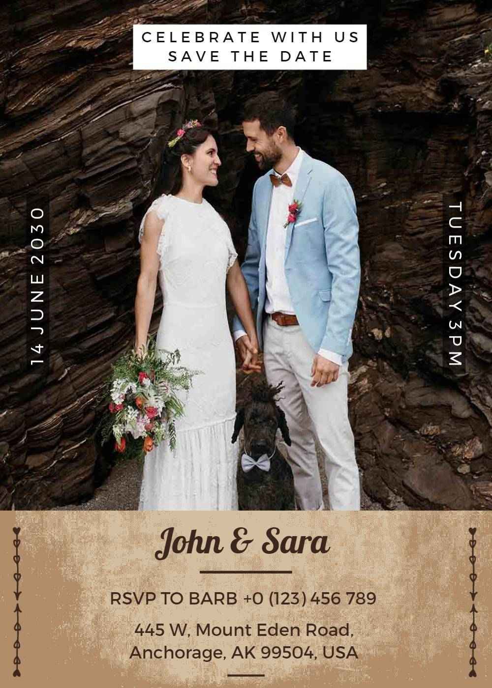 Charming Vintage Rustic Wedding Celebration Invitation Template