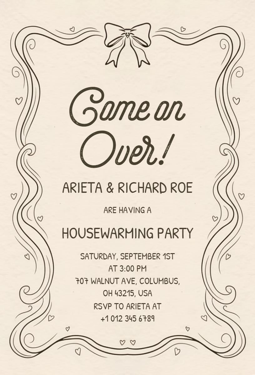 Charming Vintage Style Housewarming Party Invitation Template