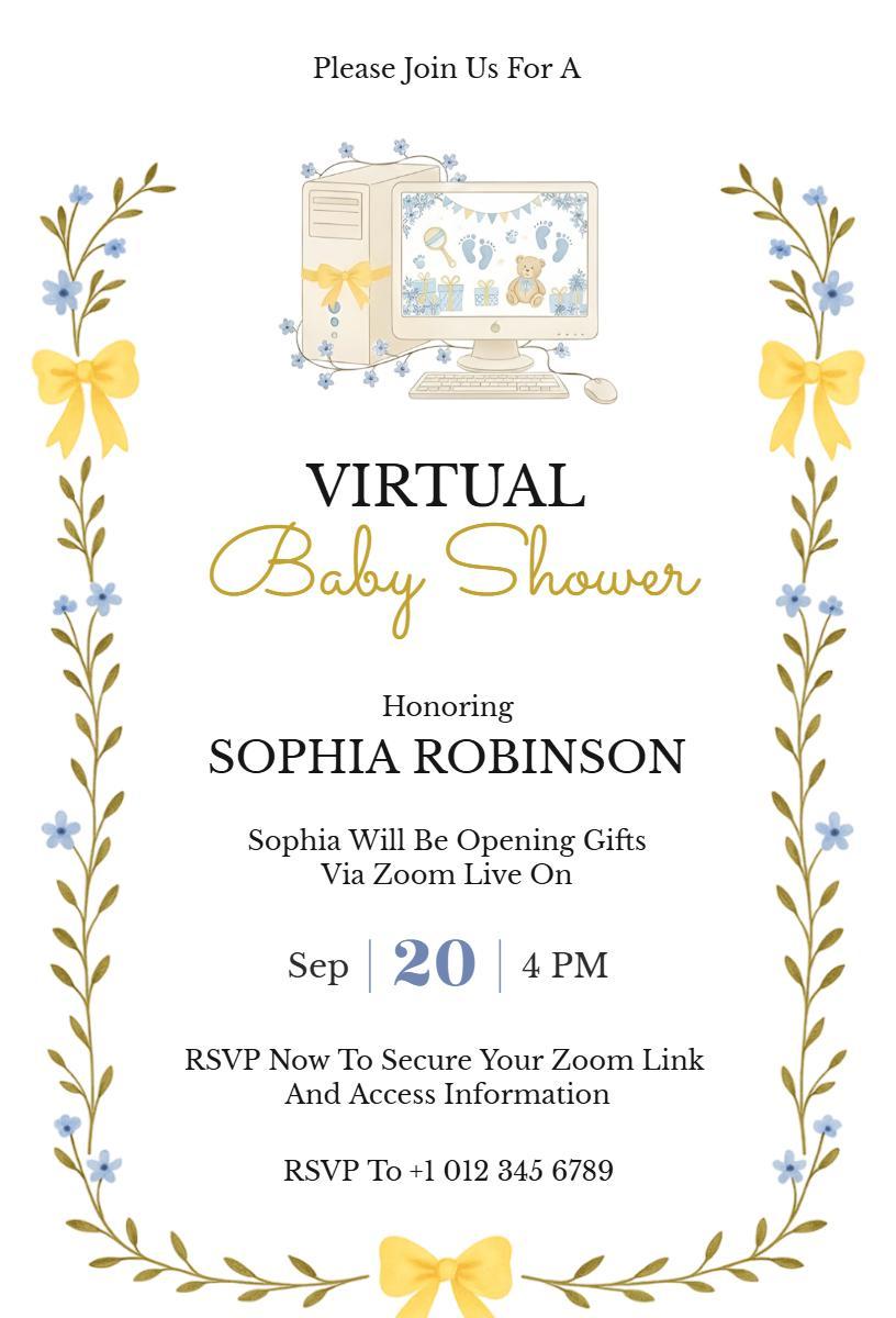 Charming Virtual Baby Shower Celebration Invitation Template