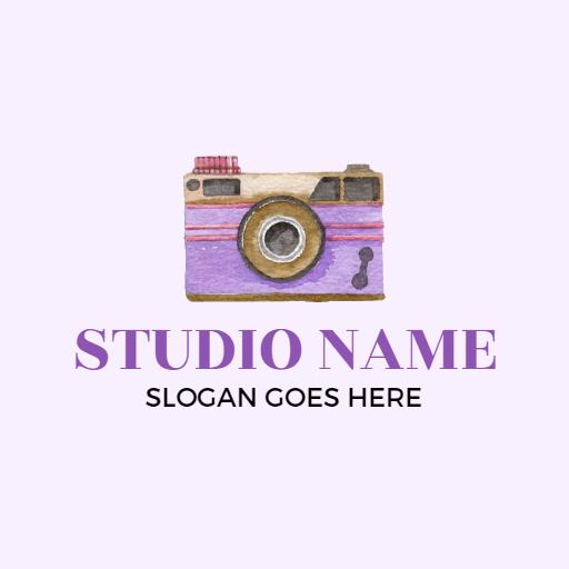 Charming Watercolor Camera Design for Photography Studio Logo Template