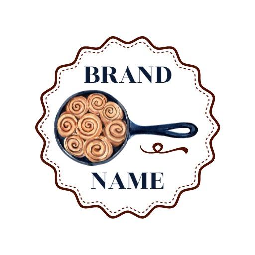 Charming Watercolor Cinnamon Roll Design in a Cookware Logo Template