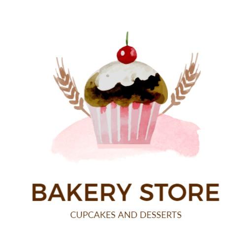 Charming Watercolor Cupcake Design for Bakery Store Logo Template