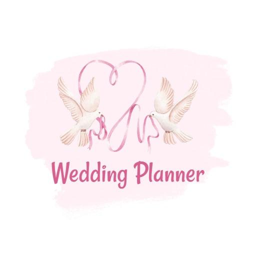 Charming Watercolor Doves Representing Wedding Planner Logo Template