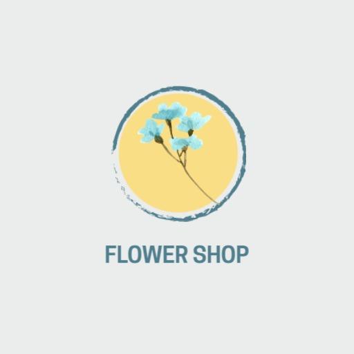 Charming Watercolor Flower Shop Logo with Soft Yellow Background Logo Template