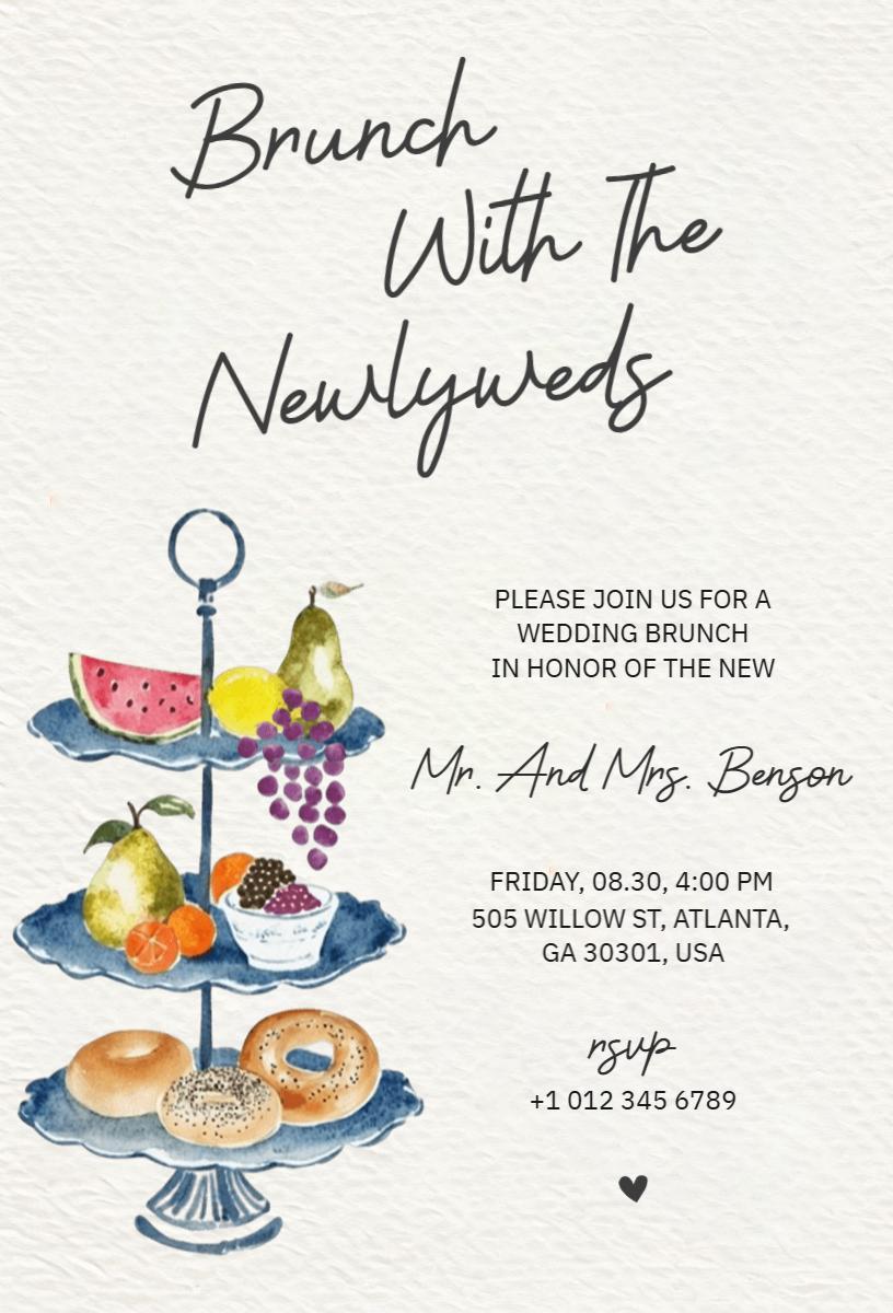 Charming Wedding Brunch Celebration for Newlyweds Invitation Template