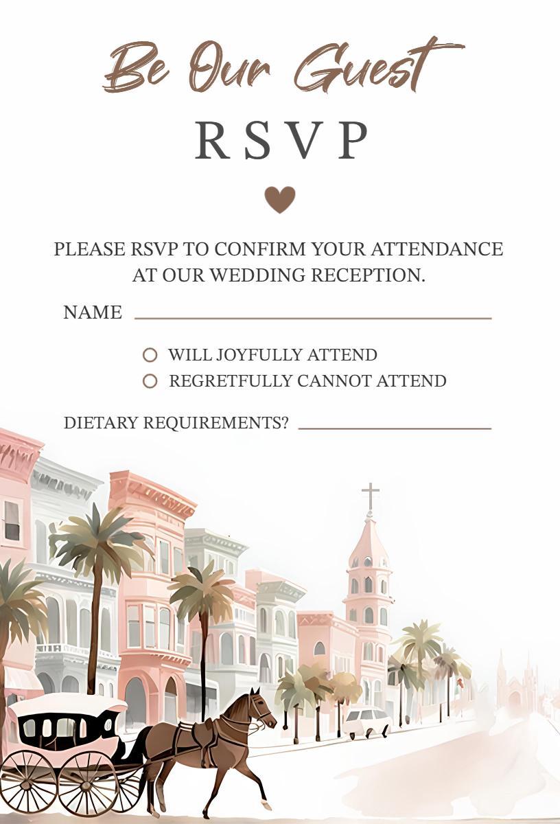 Charming Wedding Reception RSVP Invitation Template