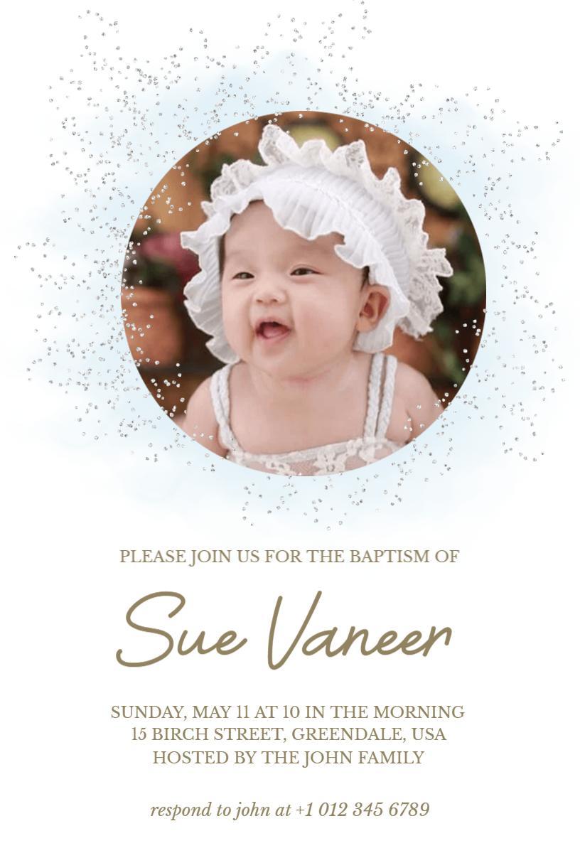 Charming White Floral Baby Baptism Celebration Invitation Template