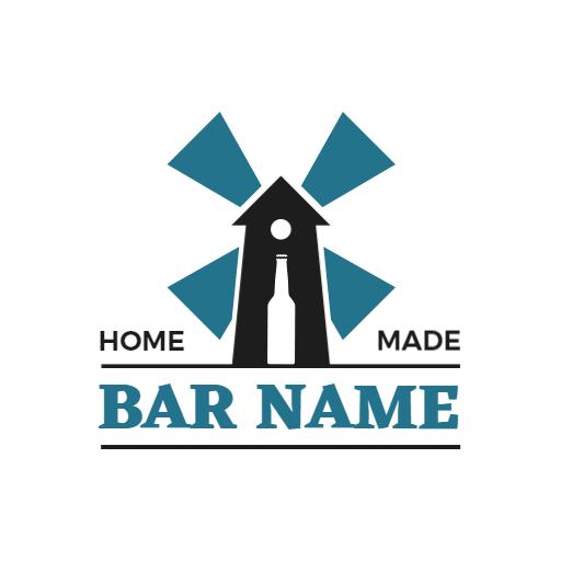 Charming Windmill Design with a Wine Bar Theme Logo Template
