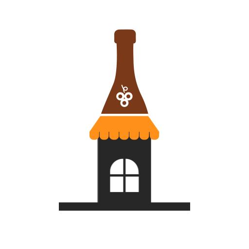 Charming Wine Bar Design Featuring Bottle and House Elements Logo Template