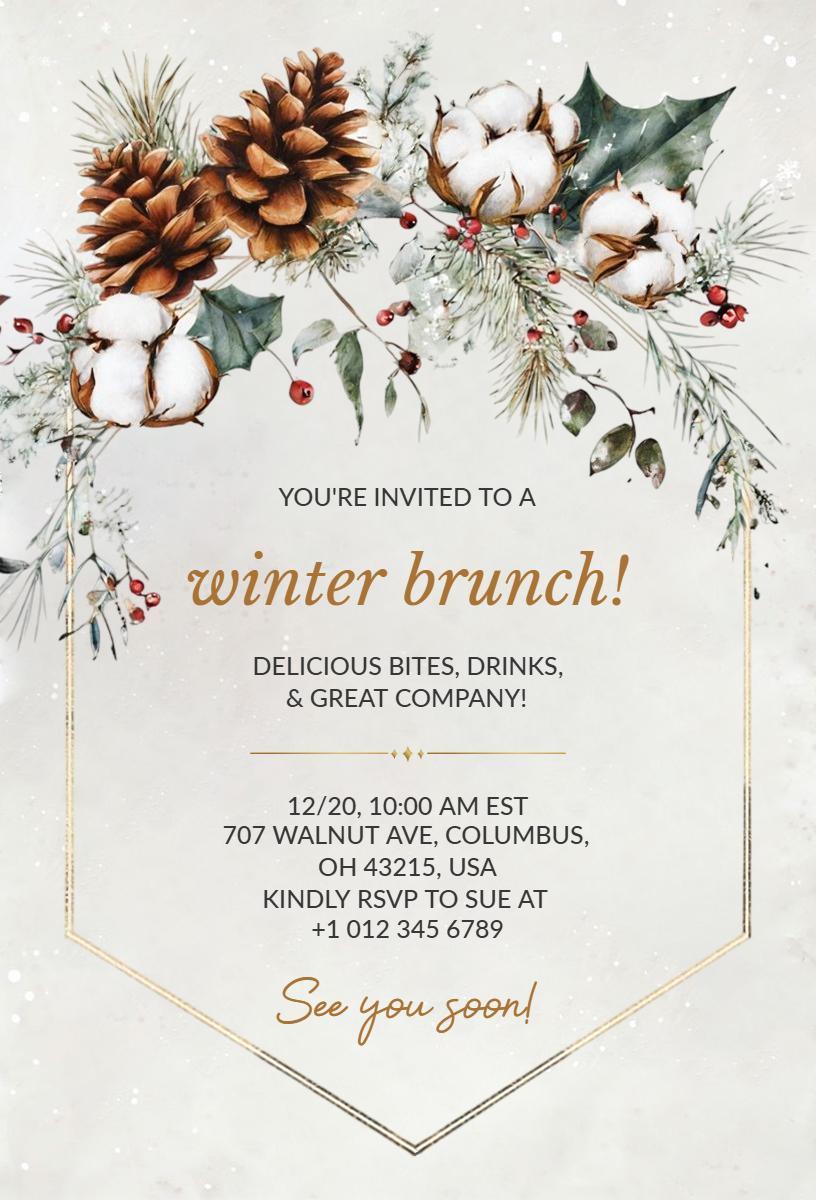 Charming Winter Celebration Brunch Gathering Invitation Template