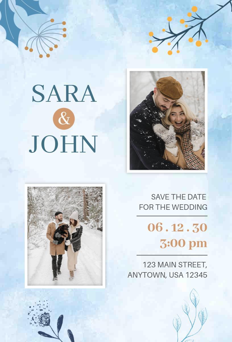 Charming Winter Photo Wedding Save the Date Invitation Template