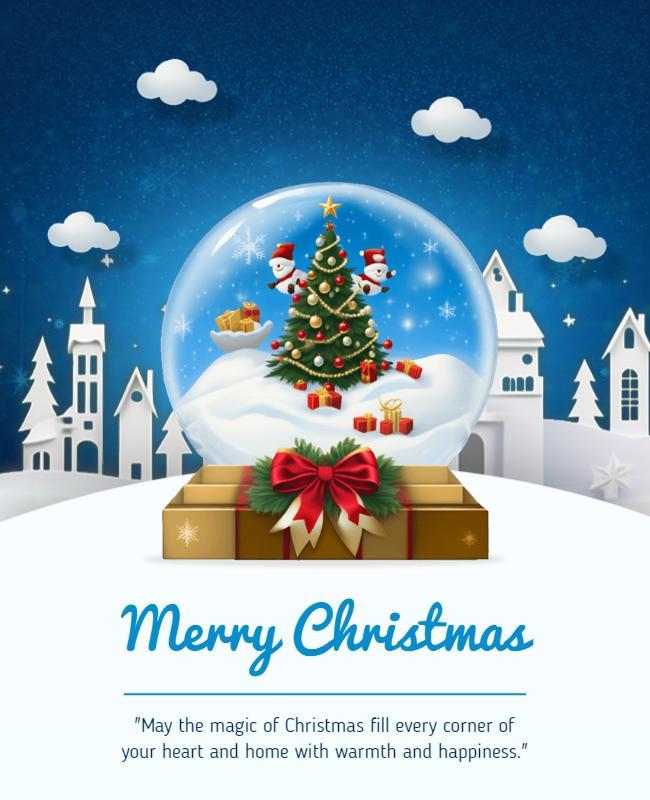 Charming Winter Snow Globe Christmas Celebration Poster Template