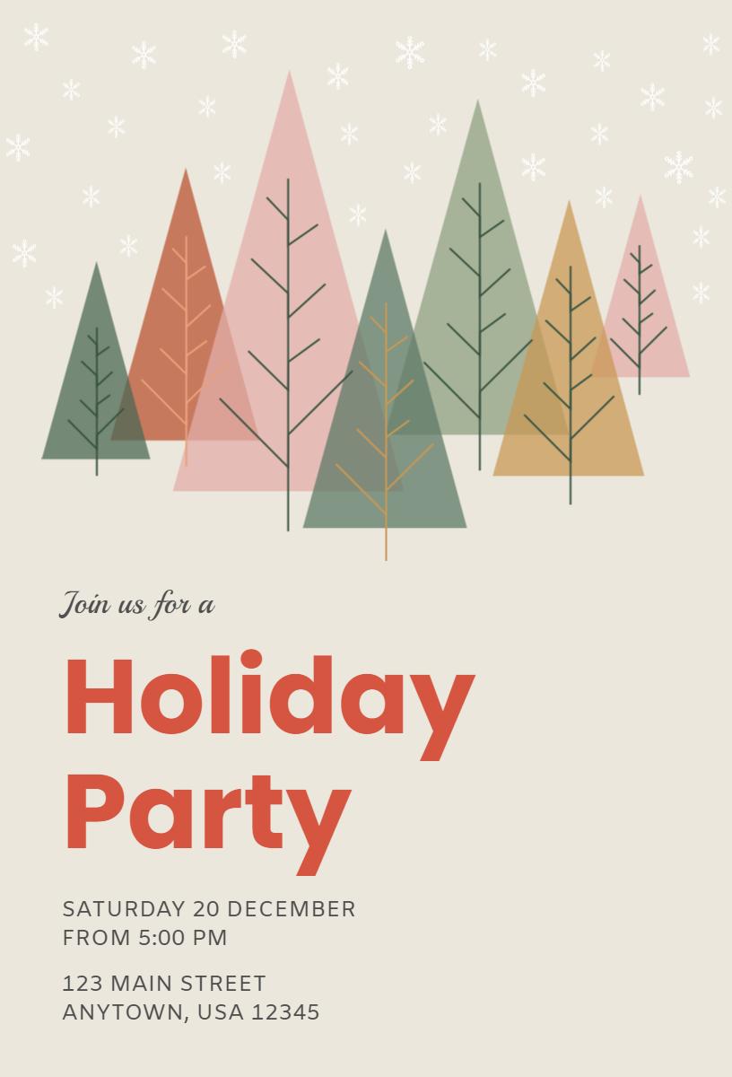 Charming Winter Trees Festive Holiday Party Invitation Template