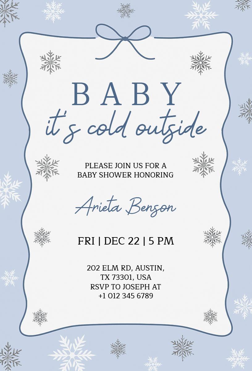 Charming Winter Wonderland Baby Shower Celebration Invitation Template