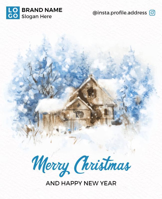 Charming Winter Wonderland Christmas Greeting Poster Template