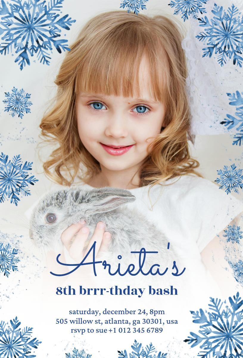 Charming Winter Wonderland Photo Birthday Invitation Template