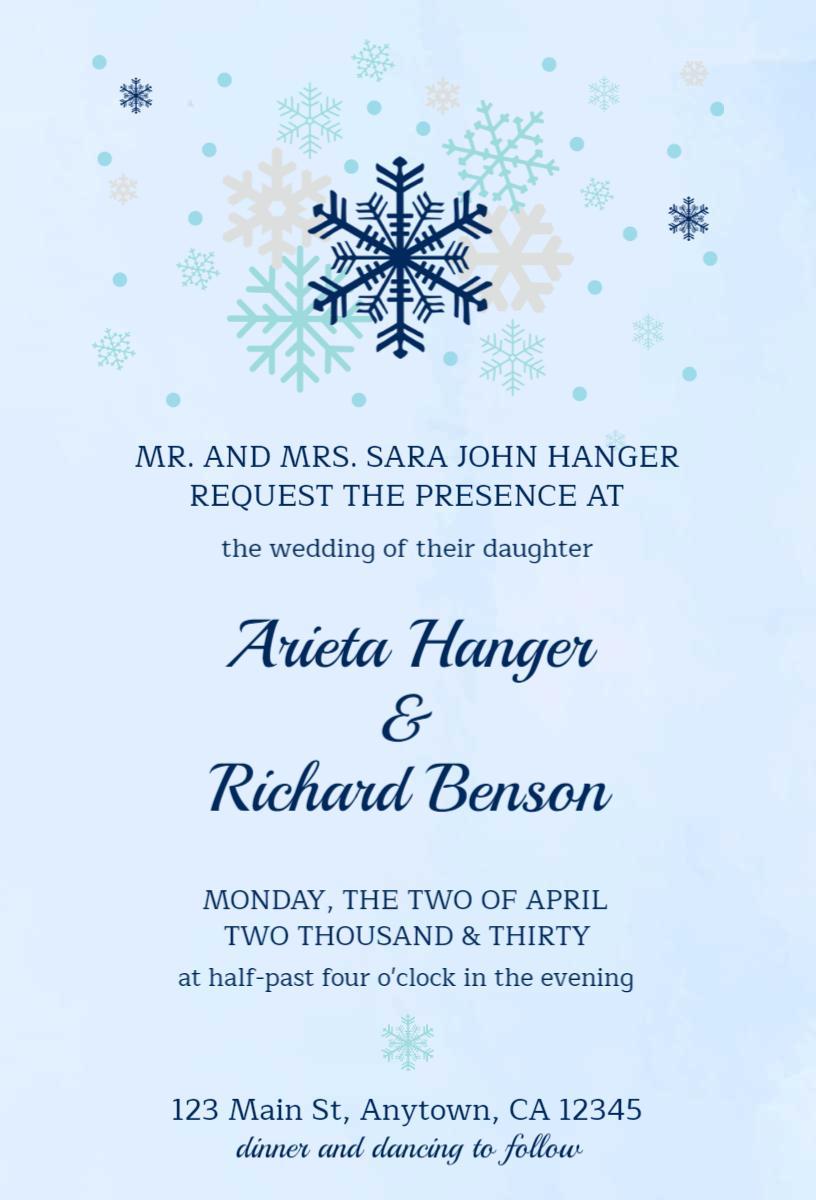 Charming Winter Wonderland Wedding Celebration Invitation Template