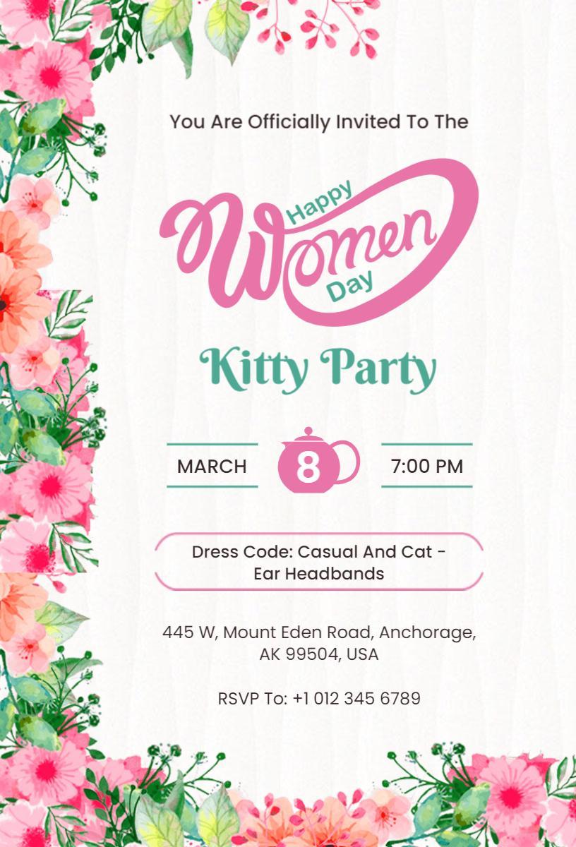 Charming Women’s Day Kitty Party Celebration Invitation Template