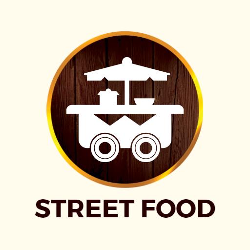Charming Wooden Design of a Classic Street Food Cart Logo Template