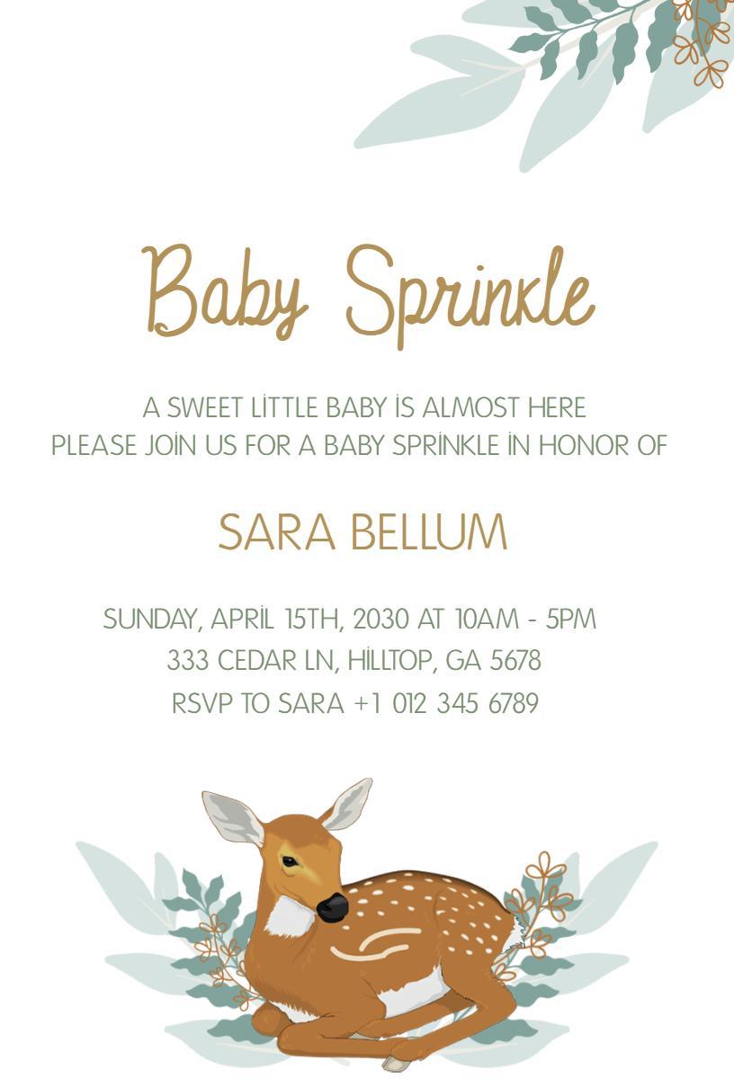 Charming Woodland Animal Baby Sprinkle Celebration Invitation Template