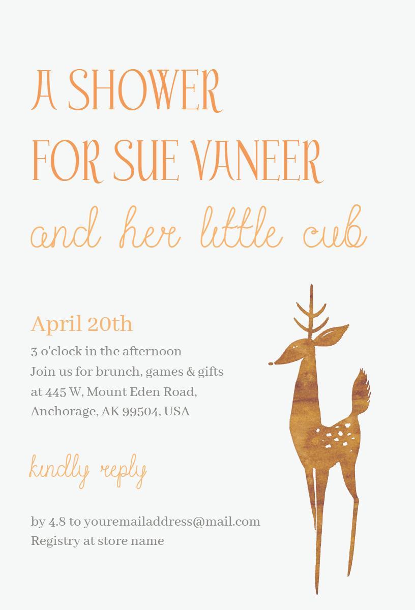 Charming Woodland Creatures Baby Shower Celebration Invitation Template