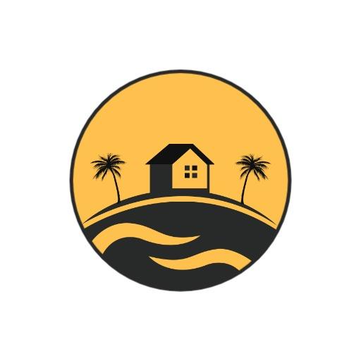 Charming Yellow Beachside Retreat with Cozy Hotel Logo Template