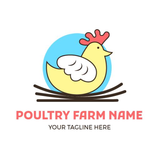 Charming Yellow Chicken Design Emphasizing Poultry Farm Logo Template