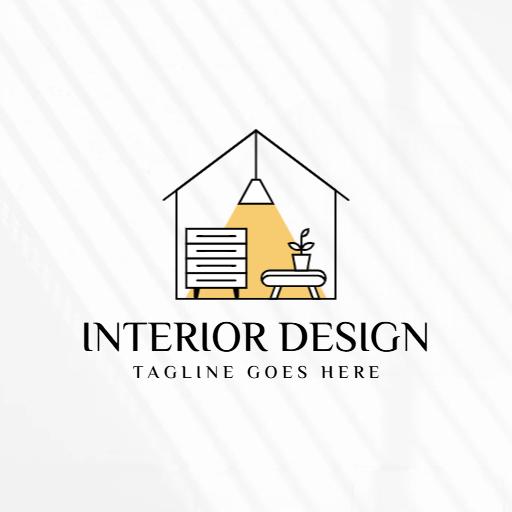 Charming Yellow Light Illuminates Cozy Interior Design Logo Template