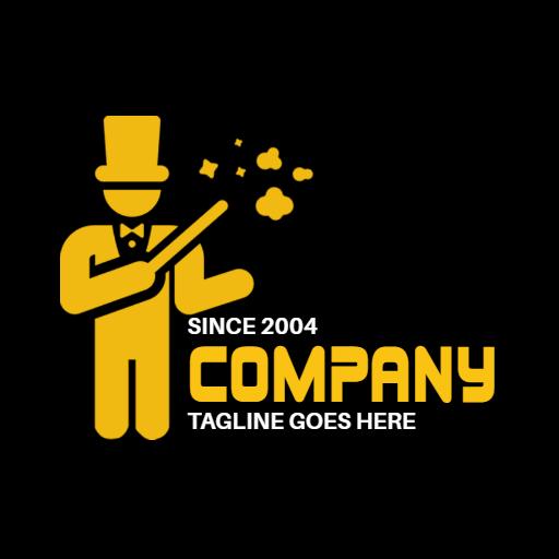 Charming Yellow Wizard with Magical Effects Logo Template