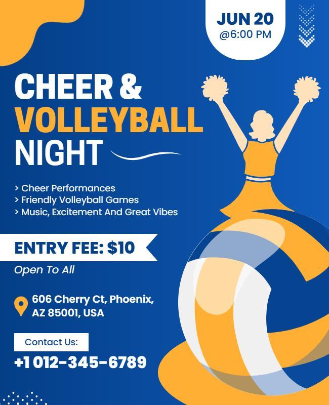 Cheer and Volleyball Night Event Flyer Template