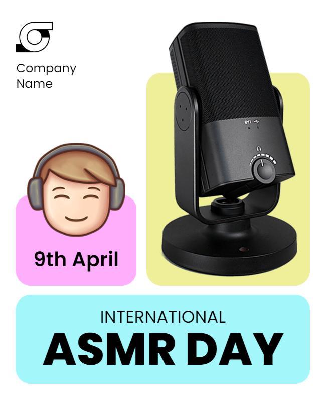 Cheerful ASMR Day Celebration with Microphone Poster Template