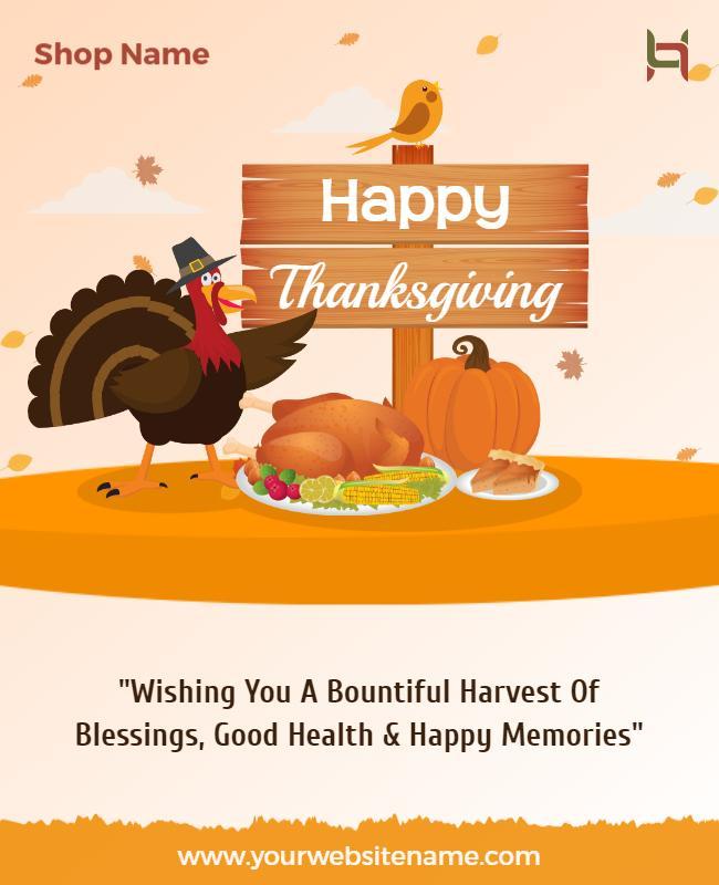 Cheerful Autumn Harvest Thanksgiving Celebration Poster Template