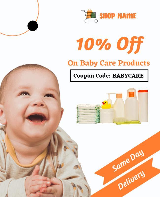 Cheerful Baby Care Discount Sale Poster Template