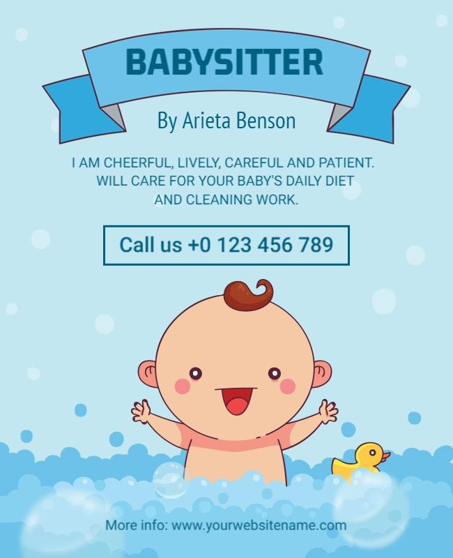 Cheerful Babysitter Service Advertisement Flyer Template