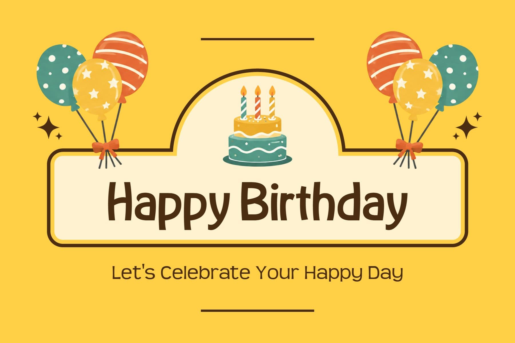 Cheerful Balloons Birthday Greeting Postcard Template