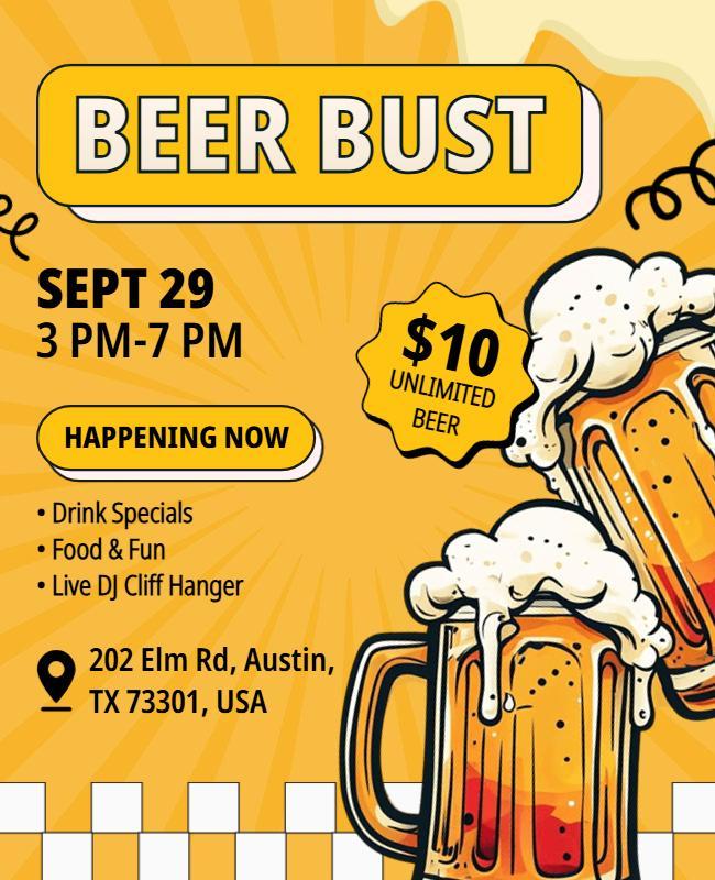 Cheerful Beer Bust Event with Mugs Illustration Flyer Template