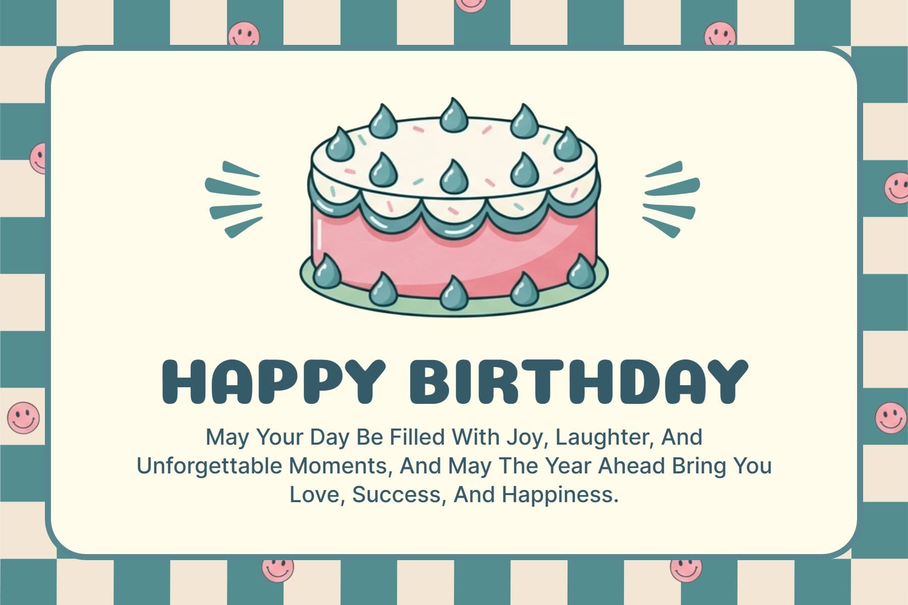 Cheerful Birthday Greetings Postcard Template
