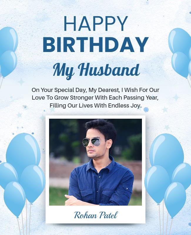 Cheerful Blue Balloon Birthday Celebration Poster Template