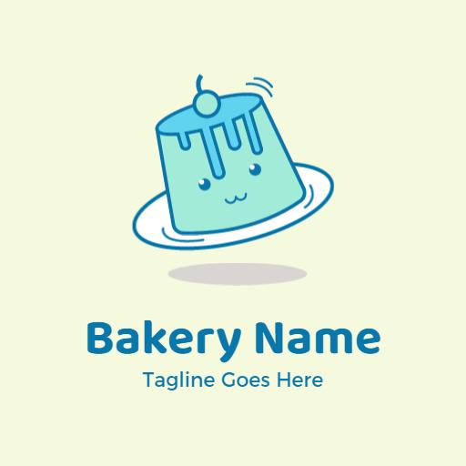 Cheerful Blue Cake with Icing on a Plate Logo Template
