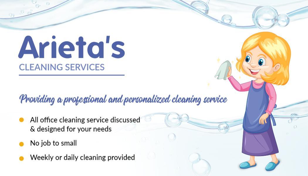 Cheerful Blue Cleaning Services Housekeeper Visiting Card Template