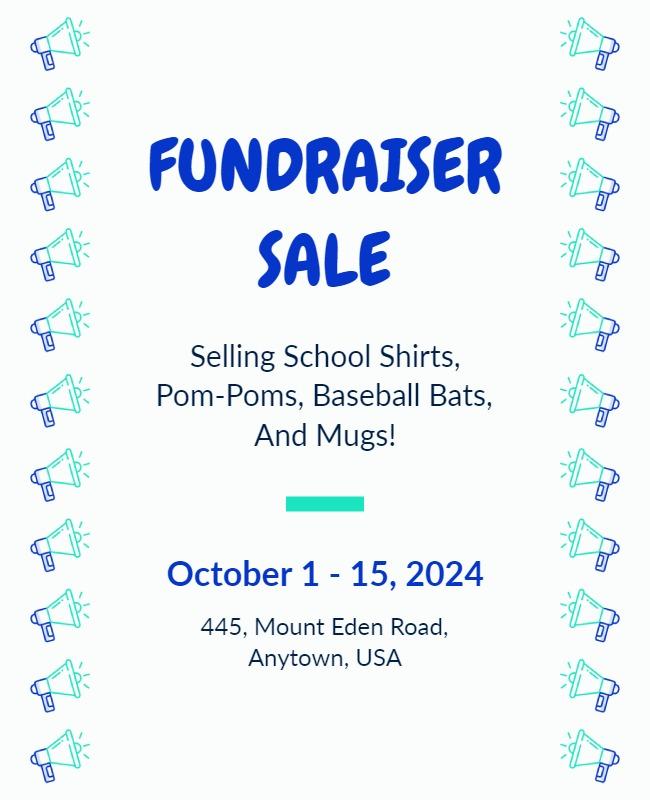 Cheerful Blue Fundraiser Sale Event Poster Template