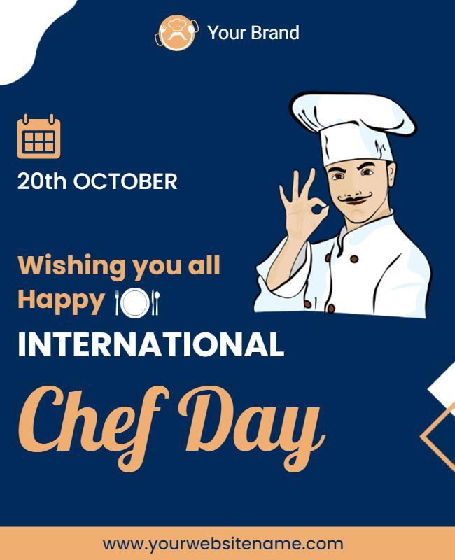Cheerful Blue International Chef Day Celebration Poster Template