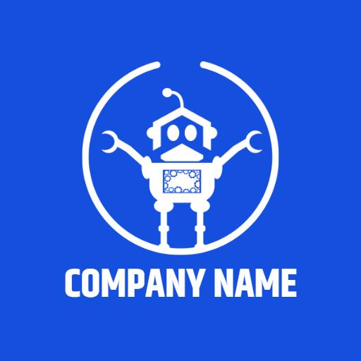 Cheerful Blue Robot Design for Innovative Tech Company Logo Template
