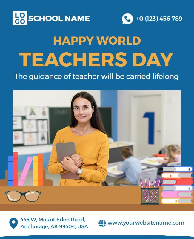 Cheerful Blue Teachers Day Appreciation Poster Template
